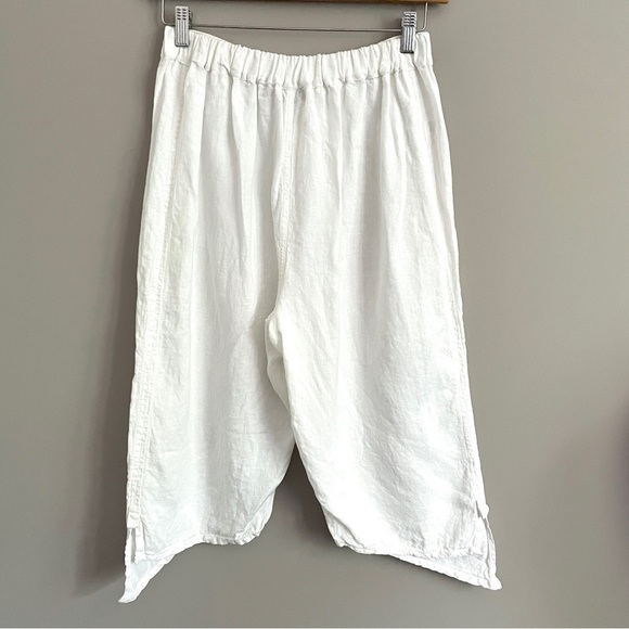 White Linen Angled Hem Capri Pants - Medium, 100% Linen 🇲🇦 - Picture 8 of 9